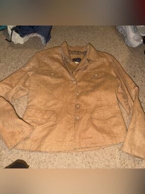 Austin Clothing Co. Tan Faux-Suede Button-Front Jean Jacket